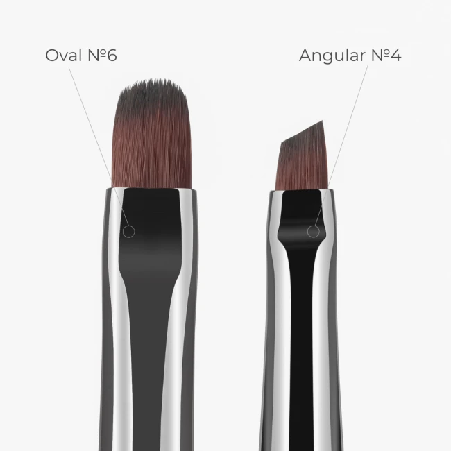 Gel Nail Modeling Brush (Size: Oval No.6, material: metal handle, brown nylon bristles) - Kodi Professional