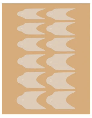 Square molds - Stencils for French manicure on top forms (12 pcs/set)