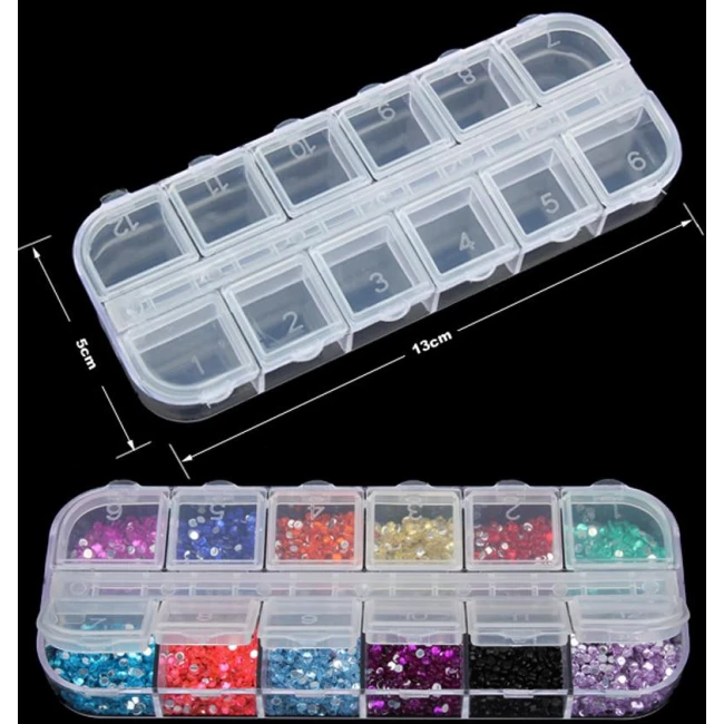 Plastic Container for Rhinestones, 12 cells - Kodi Professional