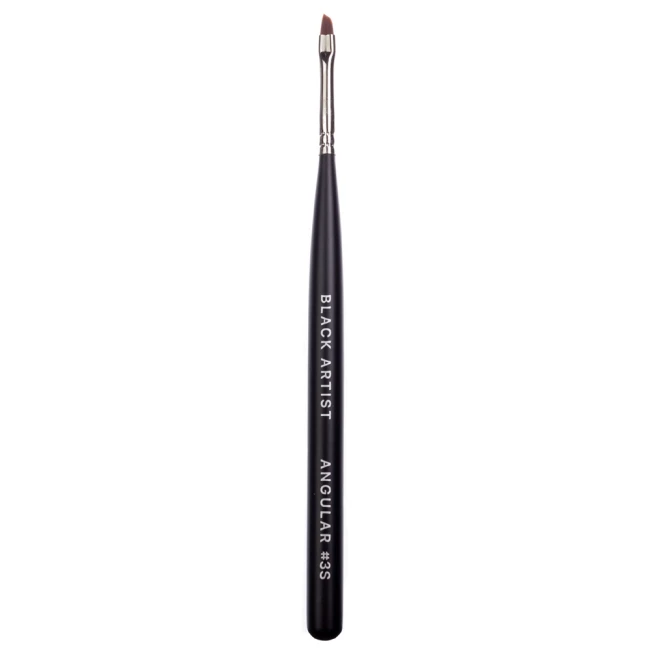 Angular Beveled Nail Art Brush "Black Artist" №3S, Handle: Black, Bristle: Nylon - Kodi Professional