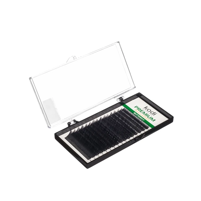 Eyelashes C 0.07 (16 Rows: 10 mm), Butterfly Green Pack - Kodi Professional
