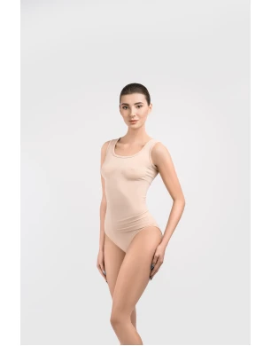 T-shirt with Wide Straps (Color: Beige, Size S)