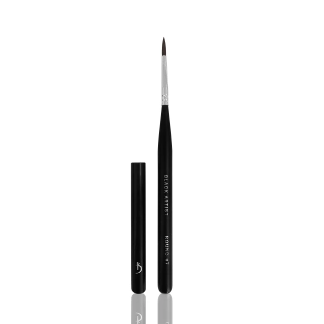 Round brush for gel nail modeling Black Artist No.7 (handle: black, pile: nylon) - Kodi Professional