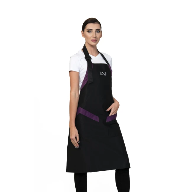 Kodi Apron Black with Purple Inserts, White Logo (long)  - Kodi Professional