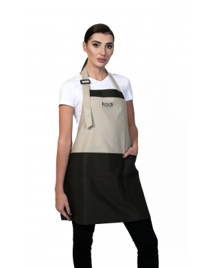 Apron, Color: Beige with Brown Inserts, Black Logo (short)