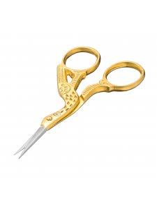 Scissors for brows "Bird" wiht logo Kodi Professional, color: gold/silver, KODI