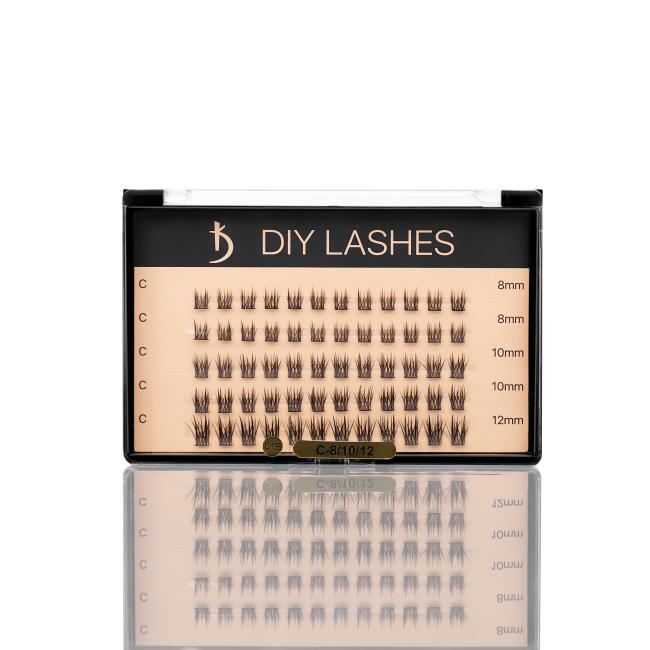 Eyelash Extensions DIY LASHES 01B C 0,07 (8 mm - 2, 10 mm - 2, 12 mm - 1)