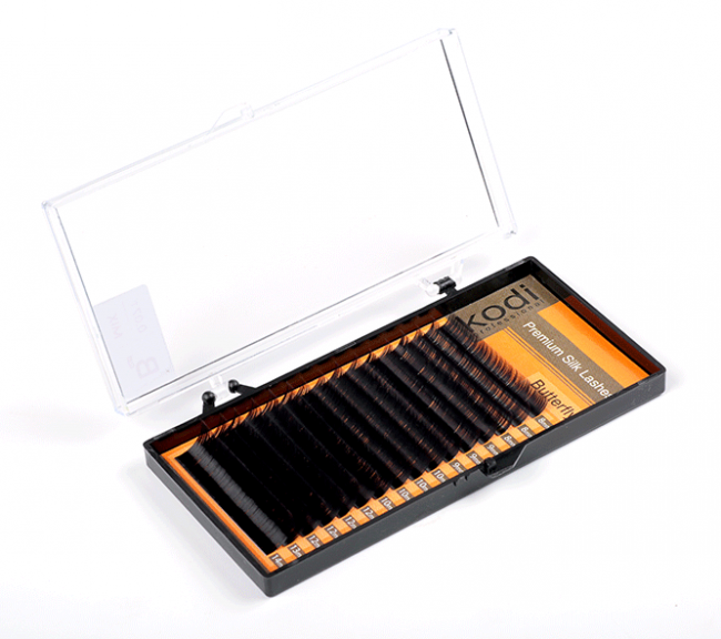 Dark-brown eyelashes B 0.10 (16 rows: 10-11), packaging Butterfly